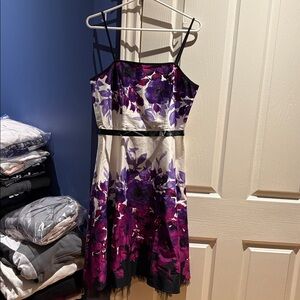 Laura Floral Purple and Black Art Dress - size 12